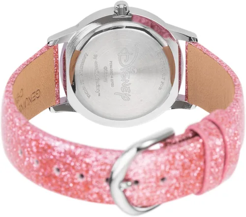 Vista 2 de Disney Minnie Mouse - Reloj analógico de acero inoxidable con correa de cuero para niños, Rosado, Moderno