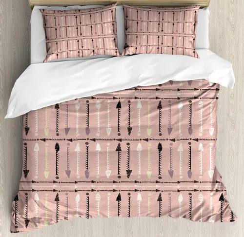 Vista 34 de Ambesonne Cartoon Duvet Cover Set, Pastel Animals Pattern Dragonflies Beetle Ladybug Earth Worm Spring, Decorative 3 Piece Bedding Set with 2 Pillow