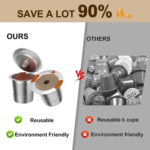 Vista 5 de Cápsulas de café reutilizables K Cups para cafetera Keurig 1.0 y 2.0, filtro de café de acero inoxidable (paquete de 4)
