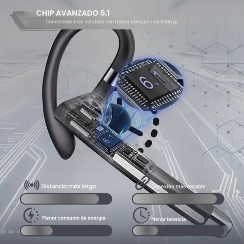Vista 5 de Boytond Auriculares Bluetooth V6.1, auriculares inalámbricos de 100 horas de conversación con micrófono para trabajo, CVC8.0 con cancelación