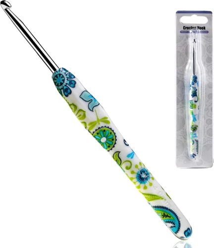 Vista 10 de 2.25mm Gancho de Ganchillo Looen, Mango Ergonómico para Manos Artríticas, Agujas de Tejer de Goma Suave Extra Largas para Principiantes de Crochet