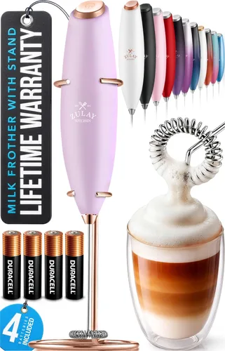 Vista 23 de Zulay Kitchen Potente varita espumadora de leche con 2 baterías Duracell – Mezclador de bebidas portátil ultrarrápido – Máquina de espuma eléctrica
