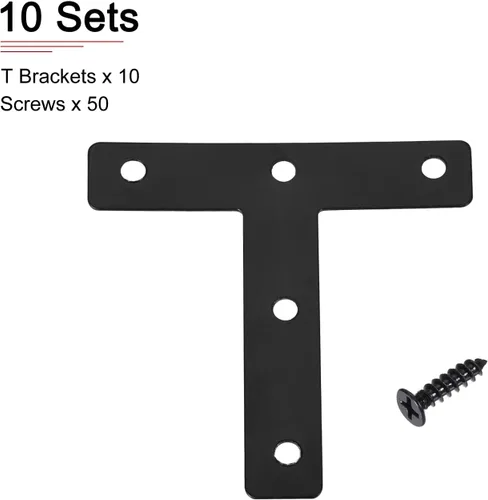 Vista 6 de DTGN Soportes en T de 3.15 x 3.15 pulgadas (alto x ancho) - Paquete de 10 - Bueno para reparación de muebles - Placas de fijación de hierro