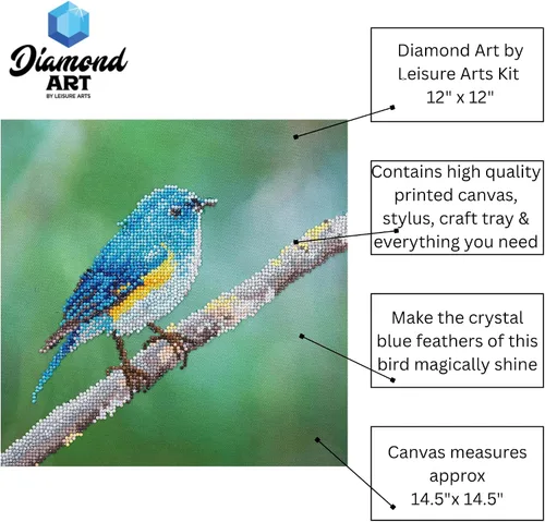 Vista 2 de Diamond Art by Leisure Arts Kit DMA 12x12 IntermediateBlue Bird
