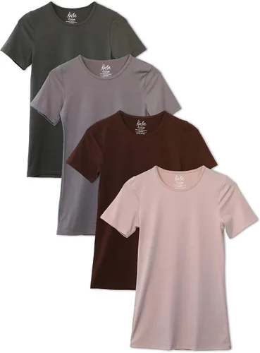 Vista 10 de Kalon Paquete de 4 camisetas con cuello redondo para mujer 4PK Negro