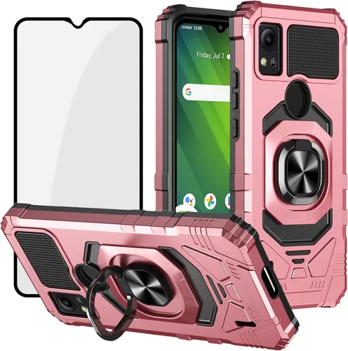 Vista 7 de Ailiber AT&T Motivate 4 Funda para teléfono con protector de pantalla, soporte de anillo para soporte magnético de automóvil, grado militar