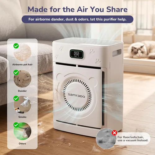 Vista 9 de Purificador de aire para el cabello de mascotas para el hogar Blanco estándar