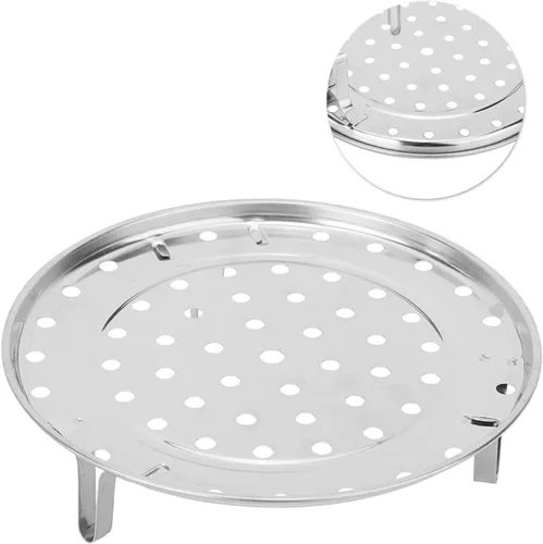 Vista 6 de Steamer Rack, Stainless Steel Steam Holder Tray Shelf Round Steaming Tray Insert Cooking Accessories with Supporting Feet for Steamer Cookware