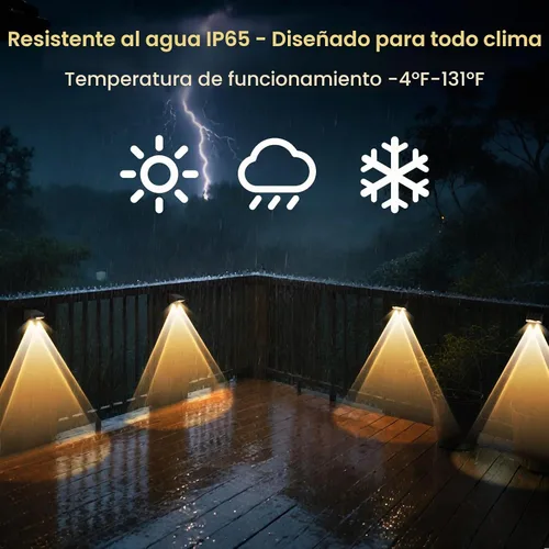 Vista 7 de Luces solares de valla súper duraderas al aire libre, luces de cubierta impermeables, perfectas para días de invierno y lluviosos, iluminación solar