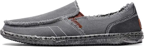 Vista 2 de CASMAG Zapatos de tela para hombre, estilo casual, zapatos de lona antideslizantes para ocio, estilo vintage, zapatos náuticos planos