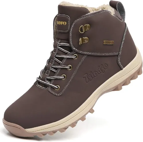 Vista 11 de TSIODFO Botas de moda para hombre invierno impermeables para exterior con piel para senderismo negras Negro 01
