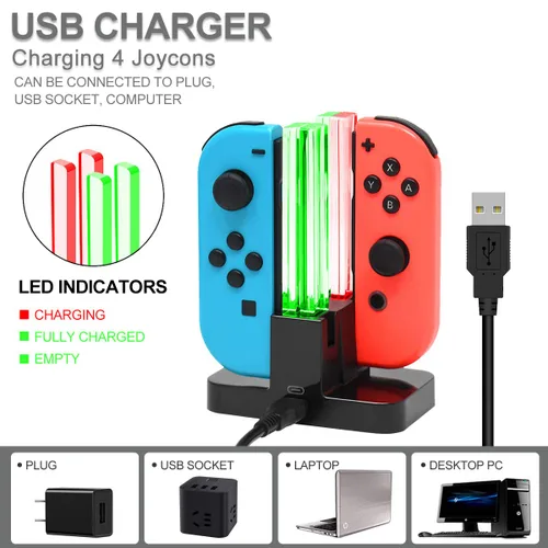 Vista 3 de Switch Accessories Bundle, Kit with Carrying Case, Protective Case with Screen Protector, Compact Playstand,Game Case, Joystick Cap, Charging Dock