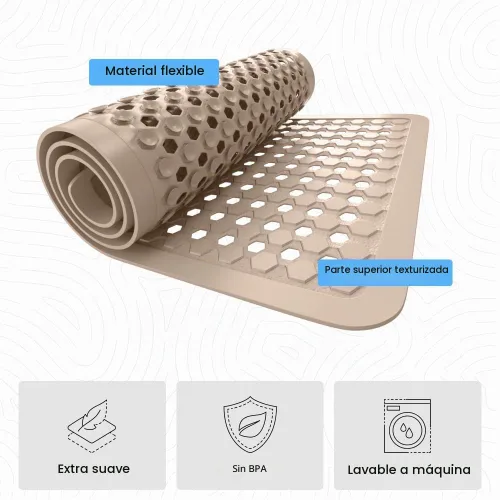 Vista 4 de GORILLA GRIP - Alfombrilla patentada cuadrada para cabina de ducha, alfombrillas pequeñas para el piso de la bañera para duchas de pie, ventosas