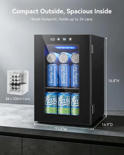 Vista 9 de Refrigerador de bebidas para 24 latas, mini refrigerador de encimera