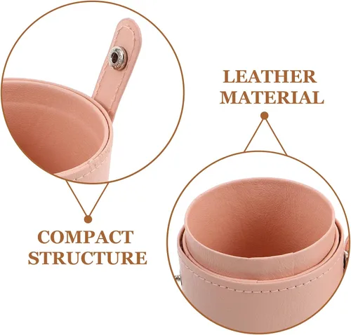 Vista 3 de 2pcs Leather Makeup Brush Holder: Stand-Up Cosmetic Brush Organizer Case for Vanity Countertop - Portable Makeup Bag for Travel