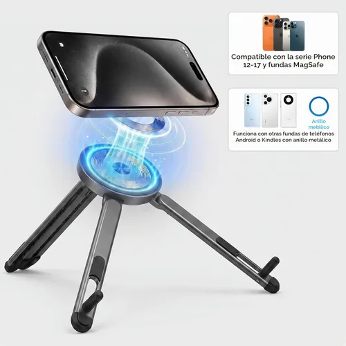Vista 4 de Soporte portátil para portátil, elevador ajustable plegable magnético para Gris