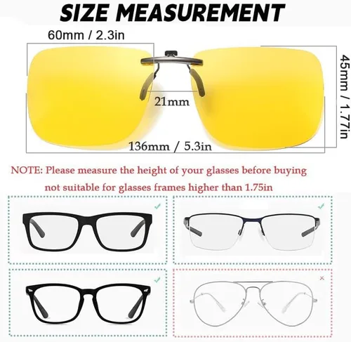 Vista 2 de D Lolylad Clip on Polarized Night Vision Driving Glasses, Over Prescription Glasse - Clip on Compact Non-Flip Up