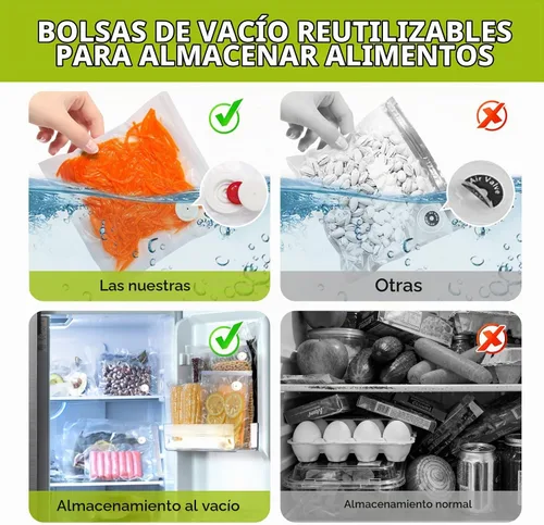 Vista 5 de Bolsas selladoras al vacío reutilizables para alimentos, 30 bolsas de almacenamiento de alimentos sin BPA