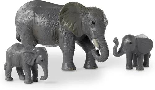Vista 10 de Terra by Battat Juego familiar de juguetes de elefante africano de 4 piezas - Figuras realistas de animales de safari de plástico - Juguetes