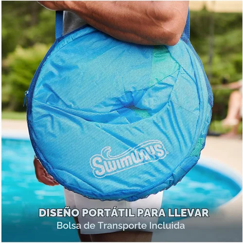 Vista 5 de SwimWays Spring Float Premium Papasan Pool Lounger with Breathable Mesh Seat, Inflatable Pool Floats for Adults with Fast Inflation, for Ages 15 & Up