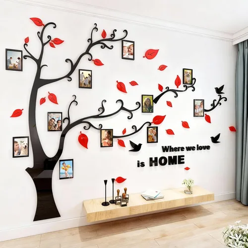 Vista 13 de Calcomanías de pared de árbol 3D - DIY, calcomanías de marcos de fotos y árbol de pared, marcos para fotos familiares, murales con calcomanías