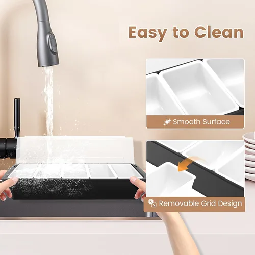 Vista 6 de Dispensador de condimentos de 5 compartimentos, bandeja de comida refrigerada, barra de ensalada, plástico transparente, fácil de limpiar, adecuado