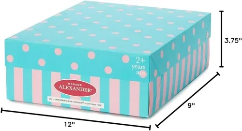 Vista 7 de Madame Alexander Huggums de cuadros lavanda de 12 pulgadas, tono de piel medio