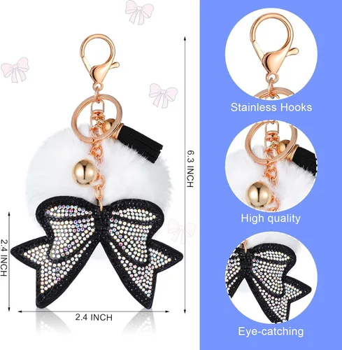 Vista 3 de Mochila grande de animadora con llavero de lazo, mochila con purpurina para porristas, bolsas de regalo para animadoras para deporte (plateado)