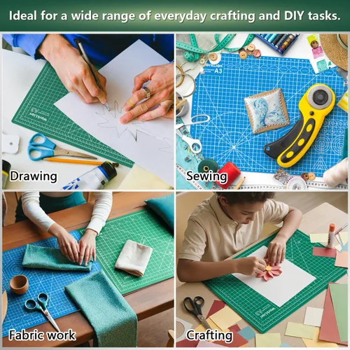 Vista 7 de WORKLION Alfombrilla de corte de PVC autorreparable de 12" x 18" para arte, doble cara, tabla de corte giratoria con cuadrícula para manualidades