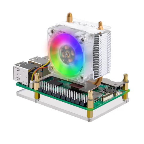 Vista 3 de GeeekPi Enfriador de torre ICE para Raspberry Pi 5, con disipador de calor de aluminio y ventilador de refrigeración