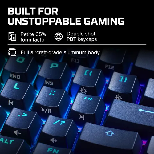 Vista 5 de HyperX Alloy Origins 65 - Teclado mecánico para juegos, factor de forma ultra compacto del 65 %, teclas PBT de doble disparo, retroiluminación LED