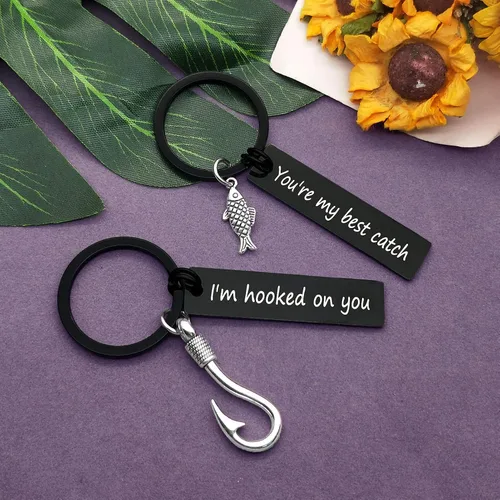 Vista 2 de Vadaka Joyería para el día de San Valentín, joyería para parejas, regalo para amantes de la pesca, regalos para parejas, para él, ella, llavero