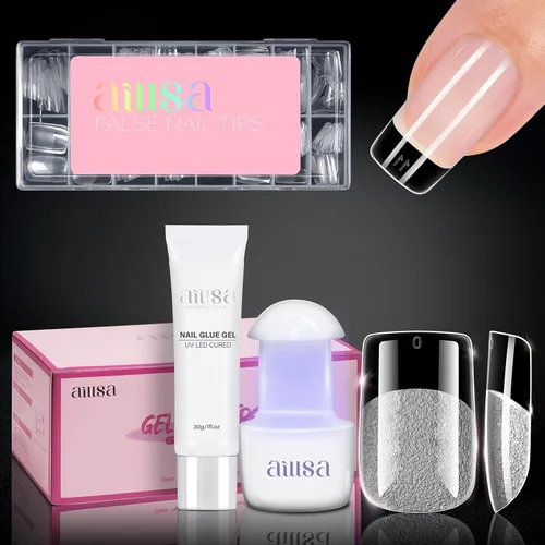 Vista 11 de AILLSA Kit de uñas de gel sólido pegamento para uñas para uñas postizas acrílicas, kit de extensión de uñas de gel con lámpara de uñas
