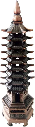 Vista 5 de Aleación de Feng Shui Pagoda antigua/torre Wenchang, modelo académico, oficina, decoración del hogar, decoración de escritorio y artículos de regalo