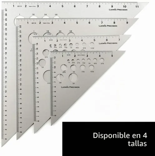 Vista 5 de Ludwig Precision Triángulo de dibujo de aluminio de 12 "45-90 grados, 83112, plata