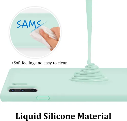 Vista 2 de Funda de silicona líquida compatible con Galaxy Note 10 Plus, protección de cuerpo completo de goma de gel a prueba de golpes para Galaxy Note 10
