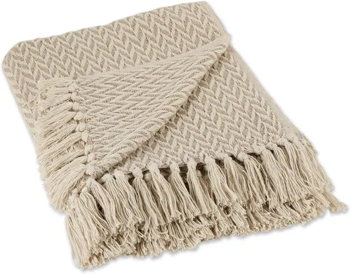 Vista 8 de DII - Manta Moderna Zig Zag de Forro Polar de Algodón Tejido, con Flecos Anudados a Mano de 2.5 Pulgadas, 50 x 60 Pulgadas, Negra Negro