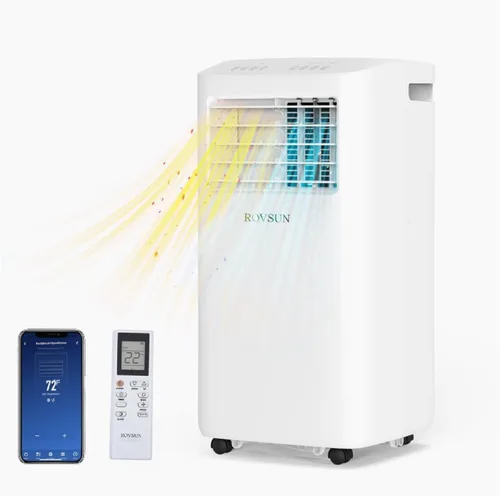 Vista 8 de ROVSUN - Aire acondicionado portátil inteligente de 8.000 BTU con WiFi, control remoto y aplicación, enfriador, deshumidificador y ventilador 3