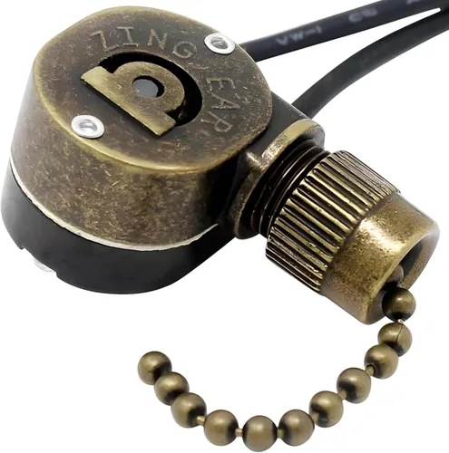 Vista 3 de ZE-109M E89885 - Interruptor de luz de cadena de 2 cables de repuesto de un solo polo a través SPST 3A125VAC 6A250VAC para ventiladores de techo