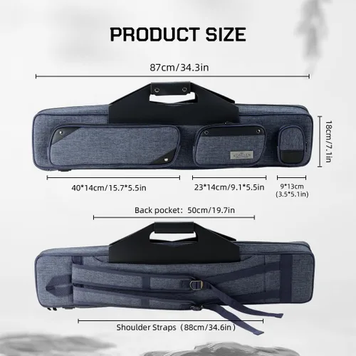 Vista 2 de KONLLEN 3x4 Pool Cue Case, Oxford Fabric, 3 Cue Handles & 4 Shafts