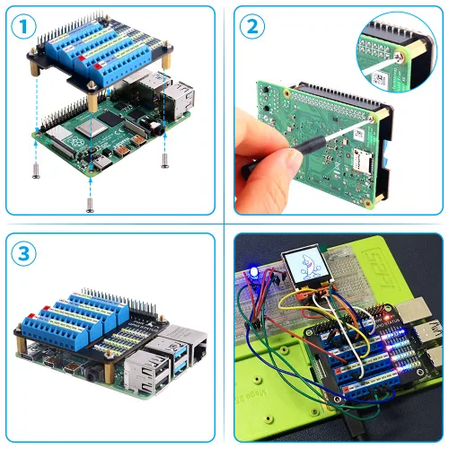 Vista 7 de GeeekPi GPIO - Bloque de terminales de tornillo para Raspberry Pi, módulo de ruptura de placa de expansión GPIO con LED de estado GPIO