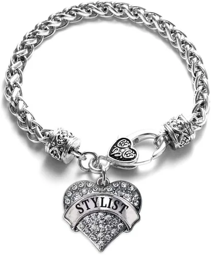 Vista 99 de Pulsera de plata con dije de corazón pavé con joyas de circonita cúbica