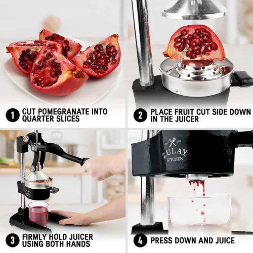 Vista 5 de Zulay Kitchen Exprimidor de jugo de naranja de hierro fundido, resistente, fácil de limpiar, exprimidor profesional de cítricos, exprimidor de limón