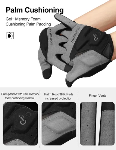 Vista 2 de INBIKE Guantes de ciclismo para bicicleta de carretera, guantes acolchados de gel con memoria para hombres y mujeres, guantes de ciclismo