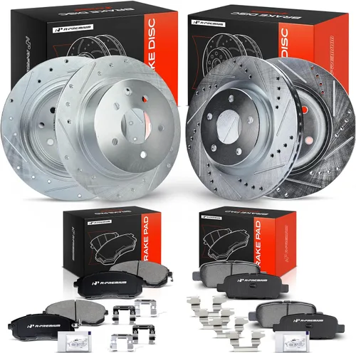 Vista 14 de A-Premium 296mm (11.65 pulgadas) Kit de Rotores de Freno de Disco Ventilados Delanteros + Pastillas Cerámicas Compatibles con Modelos Selectos