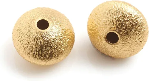 Vista 16 de Craftdady 100 cuentas redondas de latón macizo rellenas de oro de 14 quilates, cuentas pequeñas espaciadoras para pulseras, collares, suministros