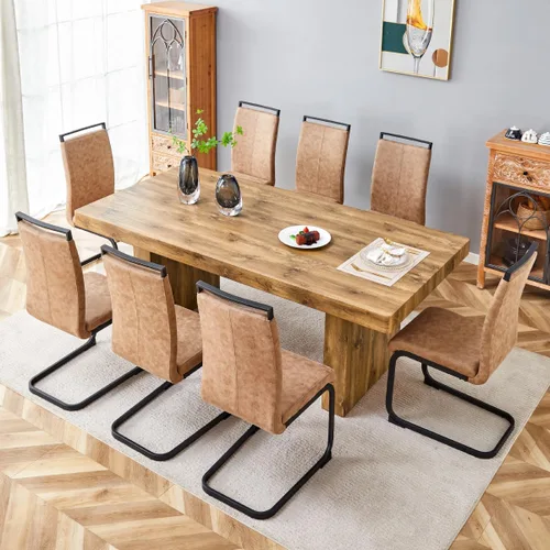Vista 51 de gopop Mesa de comedor de mármol de 63 pulgadas, tablero de mesa de comedor MDF con patrón de mármol y base para cocina y comedor.