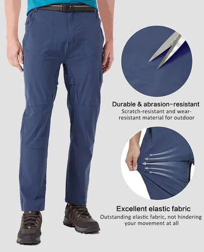 Vista 4 de FEIXIANG Pantalones de senderismo para hombre, ligeros, tácticos, de secado rápido, impermeables, con 4 bolsillos con cremallera