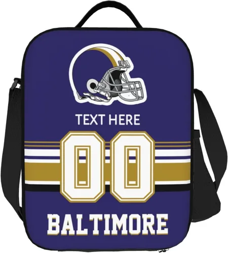 Vista 26 de Bolsa de almuerzo personalizada de Nueva Inglaterra, regalos para hombres, mujeres, fanáticos, con nombre y número personalizados, correas de hombro
