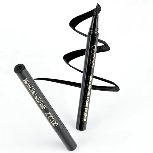 Vista 13 de Docolor - Lápiz delineador de ojos impermeable súper delgado y preciso, delineador líquido negro para todo el día, maquillaje profesional, lápiz